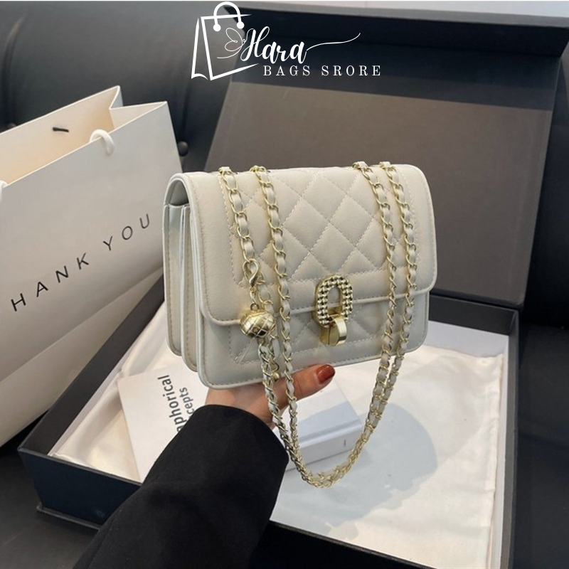 Túi xách nữ đeo chéo cầm tay Quảng Châu Cao Cấp đi tiệc đi du lịch phối dây xích sang trọng phong cách - Hara Bags