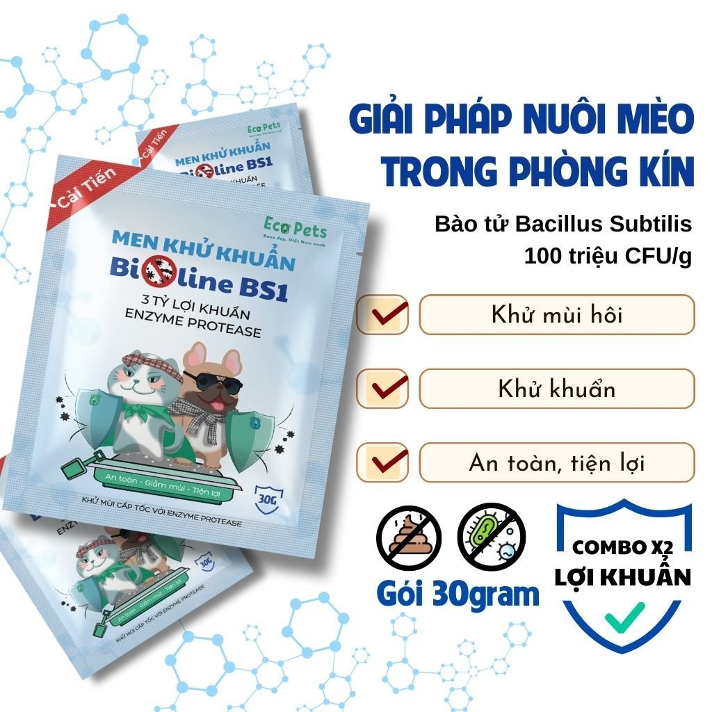 Men Khử Khuẩn Vệ Sinh Cho Cát BIOLINE BS1 - Diệt Khuẩn, Diệt Mầm Bệnh, Mùi Hôi Phân