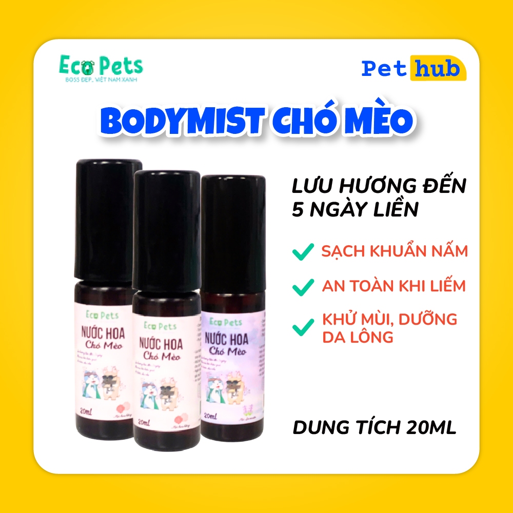 Bodymist Xịt Thơm Cho Chó Mèo ECOPETS 20ml - Dưỡng Da Lông, Lưu Hương Lâu, An Toàn Cho Thú Cưng