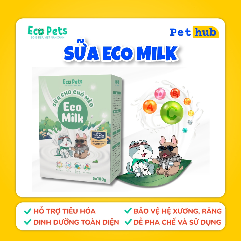 Sữa ECO MILK Gói 100g Cung Cấp Dinh Dưỡng Cho Chó Mèo Ecopets - Tăng đề kháng