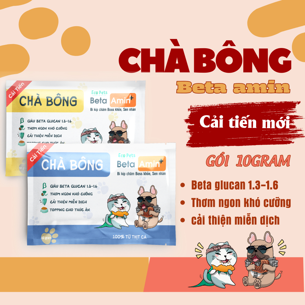 Chà Bông Beta Amin Gói 10g – Bổ Sung Dinh Dưỡng, Tăng Cường Miễn Dịch Cho Thú Cưng