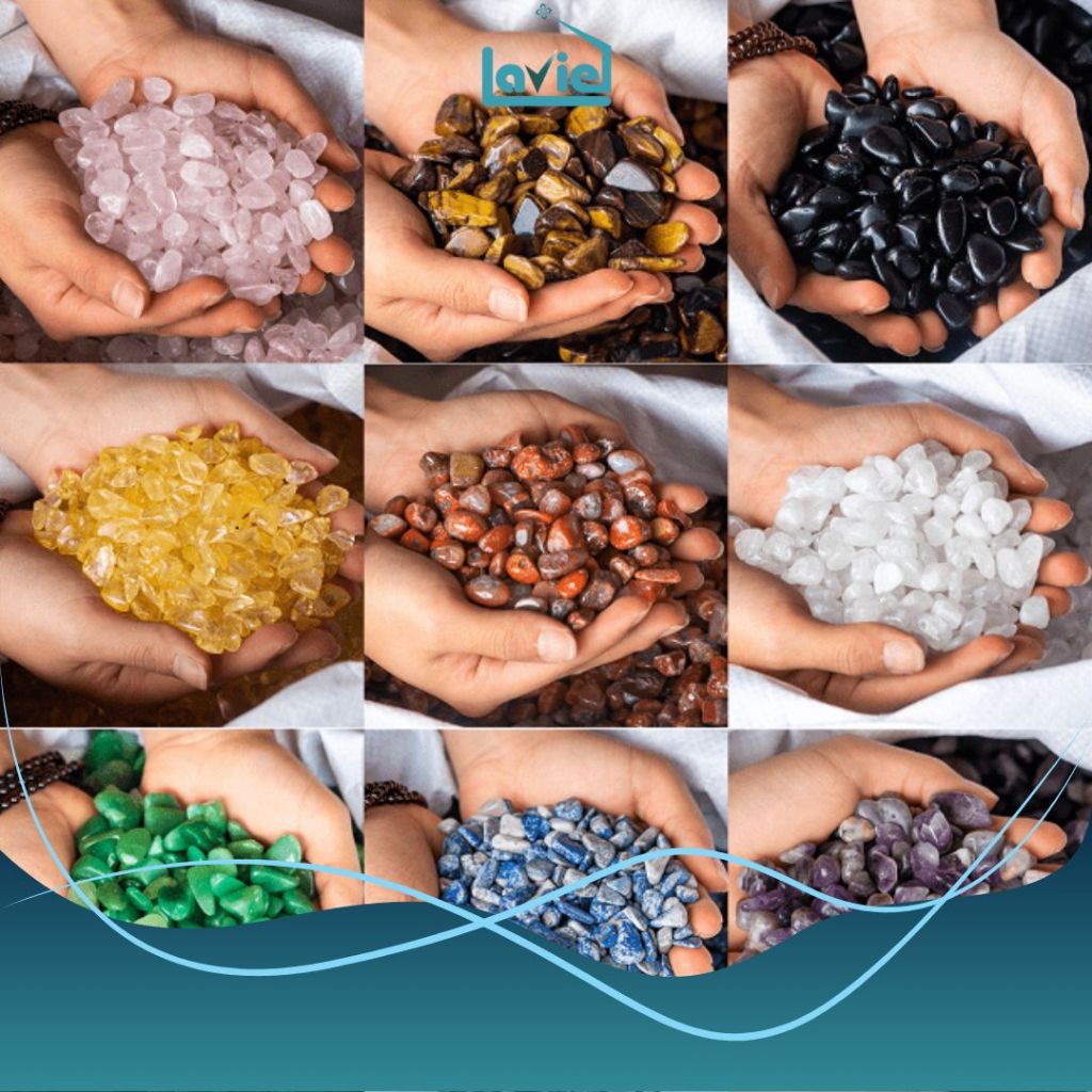 Vụn đá thạch anh thanh tẩy năng lượng trang trí hồ cá, bát tụ bảo