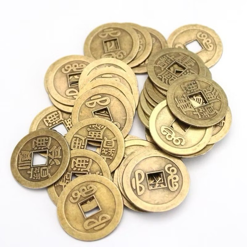 Đồng xu phong thuỷ chiêu tài, hút lộc gieo quẻ, để ban thần tài, bỏ ví đem lại may mắn tài lộc tránh tà khí