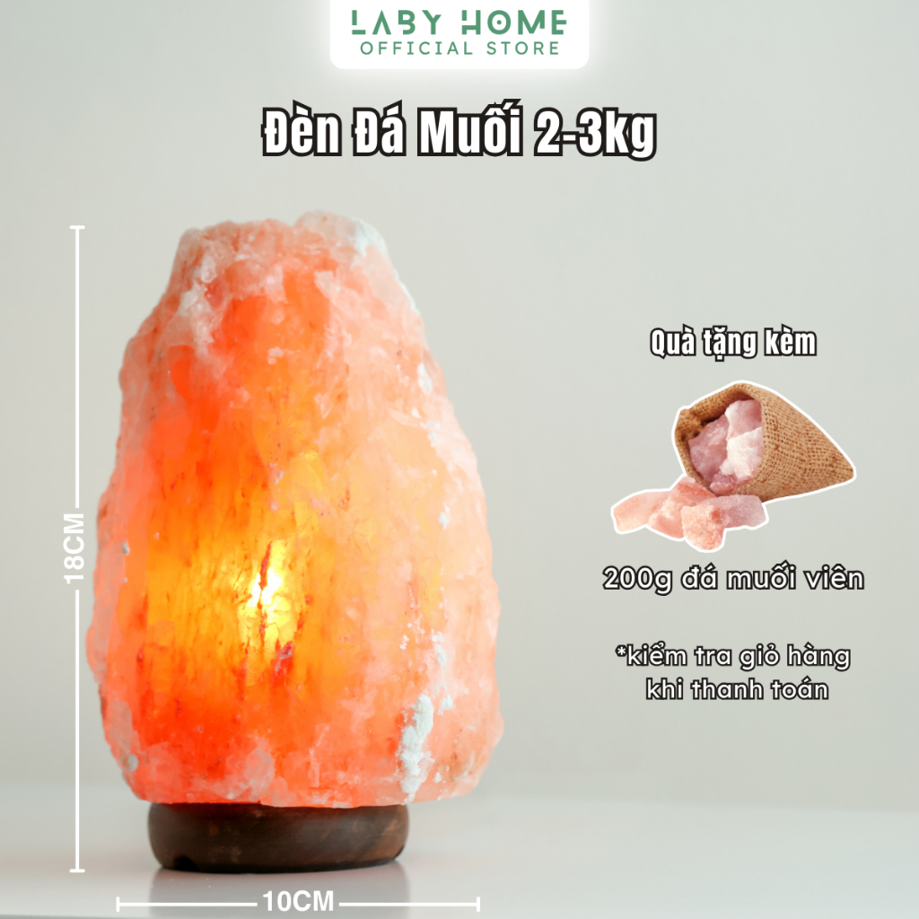 Đèn Đá Muối Himalaya 2-3kg - Lọc Không Khí, Hỗ Trợ Giấc Ngủ, Trang Trí Phong Thủy