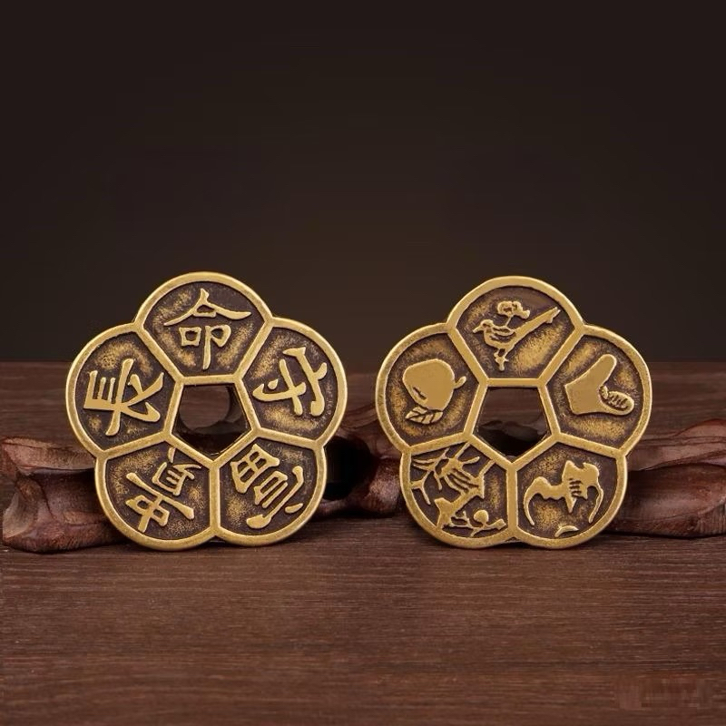 Đồng Xu Hoa Mai { Đã Xin Lộc } Đồng Nguyên Chất, Mạ Vàng, Xu Cổ Tài Lộc, Bình An, Để Ví, Trang Trí.