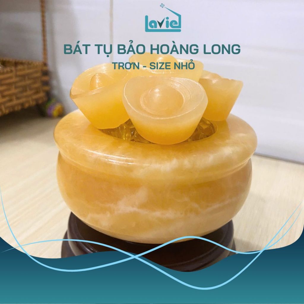 Bát tụ bảo tụ bảo bồn đá hoàng long trơn trang trí thu hút tài lộc