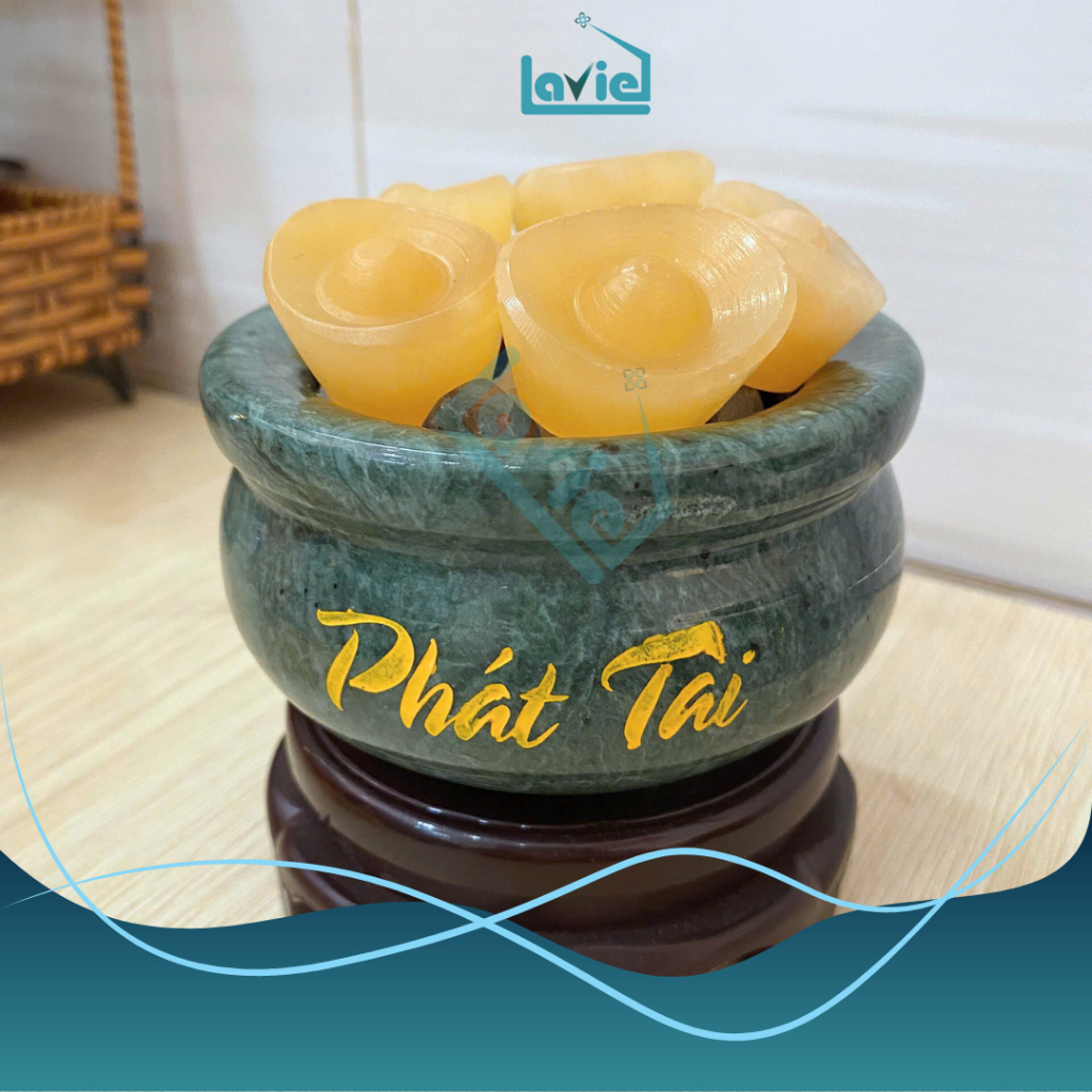 Bát tụ bảo đá ngọc Ấn Độ trang trí chiêu hút tài lộc