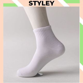 Tất nam nữ cổ trung chất liệu cotton mỏng thoáng mát, Vớ nam đi giày chống hôi chân Styley P019