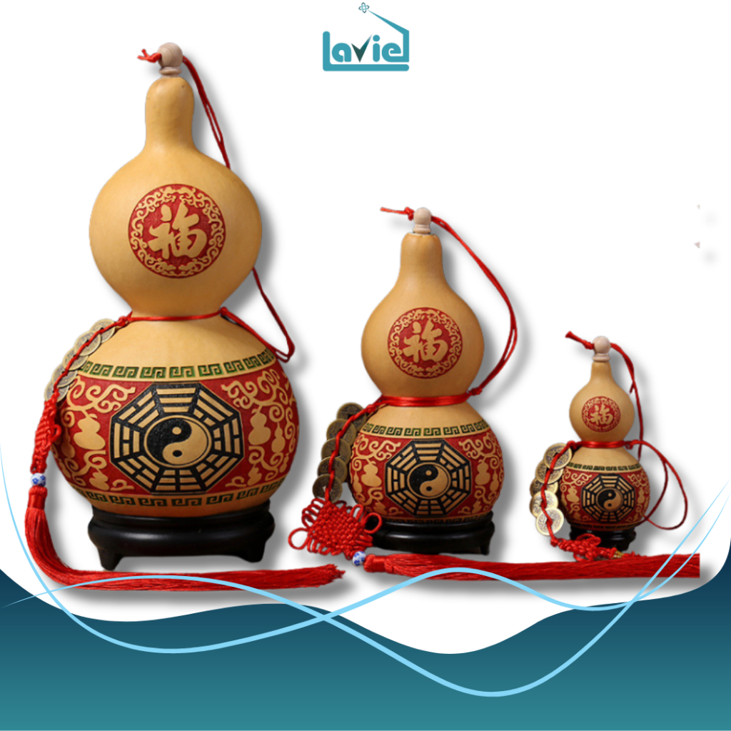 Bầu hồ lô phong thủy khắc hình bát quái chiêu tài, hóa sát