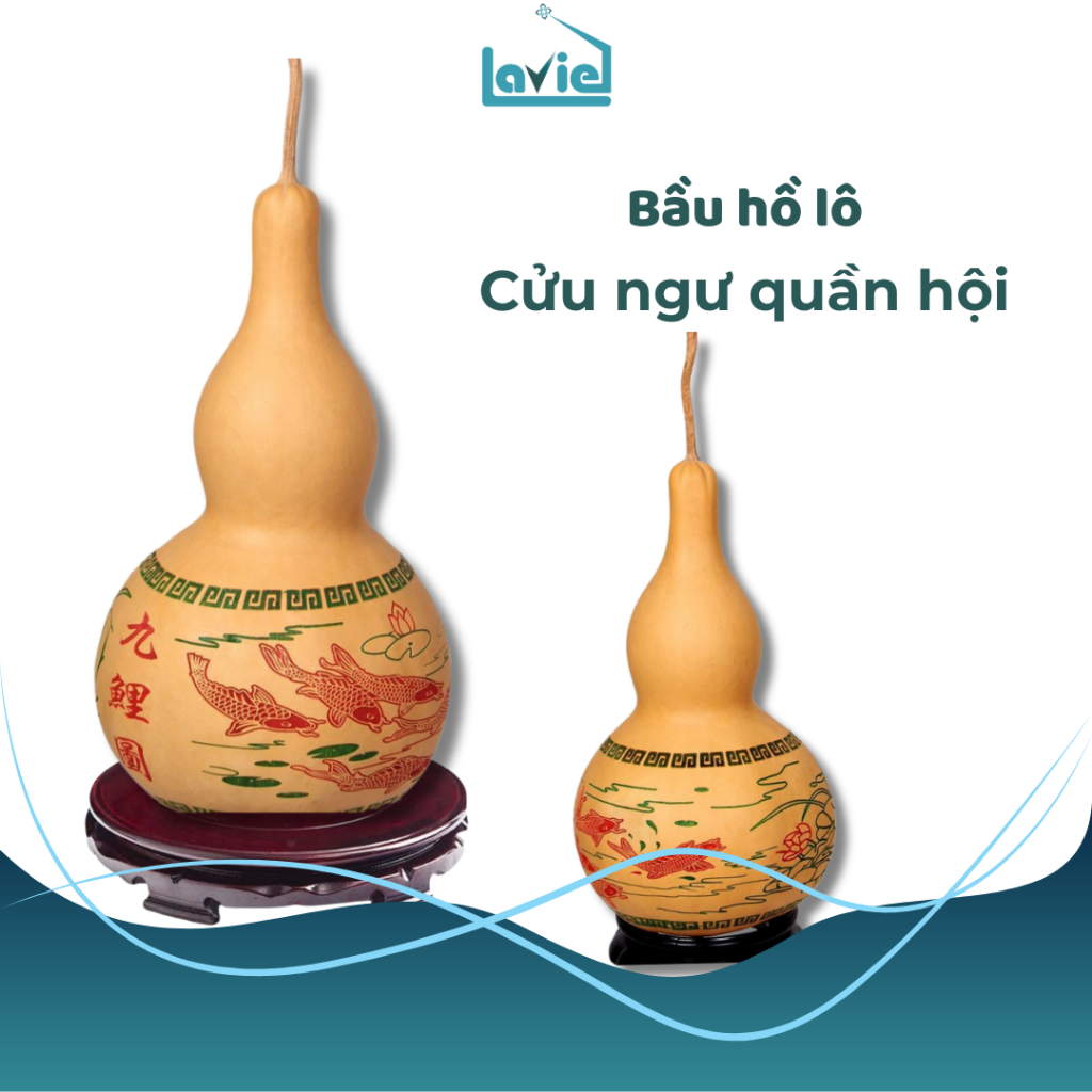 Bầu hồ lô tự nhiên khắc cửu ngư quần hội