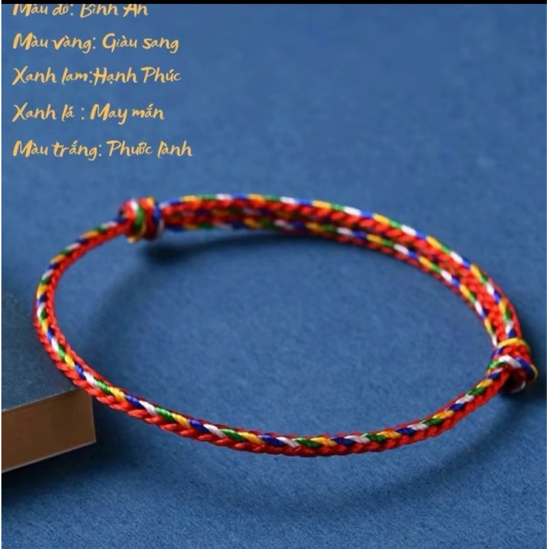 [Tặng Mèo Thần Tài] Vòng Tay Chỉ Ngũ Sắc Đơn (Đã Xin Lộc) Bình An - May Mắn