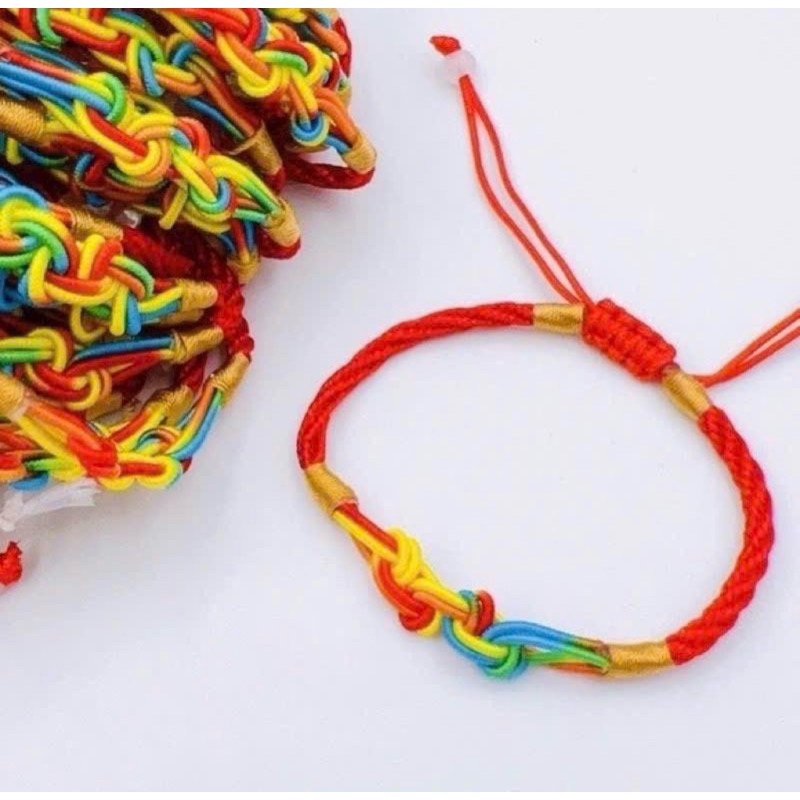 [Tặng Mèo Thần Tài] Vòng Tay Chỉ Ngũ Sắc Cát Tường (Đã Xin Lộc) Bình An - May Mắn