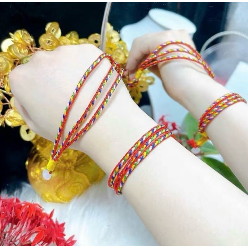 [Tặng Mèo Thần Tài] Vòng Tay Chỉ Ngũ Sắc 3 Dây Bình An - May Mắn