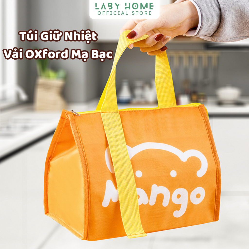 Túi Đựng Hộp Cơm Mạ Bạc Cách Nhiệt Giữ Ấm Hiệu Quả, Túi Giữ Nhiệt Để Đồ Ăn, Thức Uống Có Tay Cầm Tiện Lợi LABY HOME