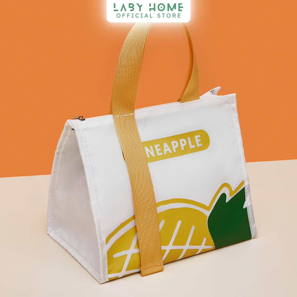 Túi Đựng Hộp Cơm Cách Nhiệt Vải Oxford Họa Tiết Dứa Trắng – Giữ Nhiệt Tốt, Gọn Nhẹ, Thời Trang