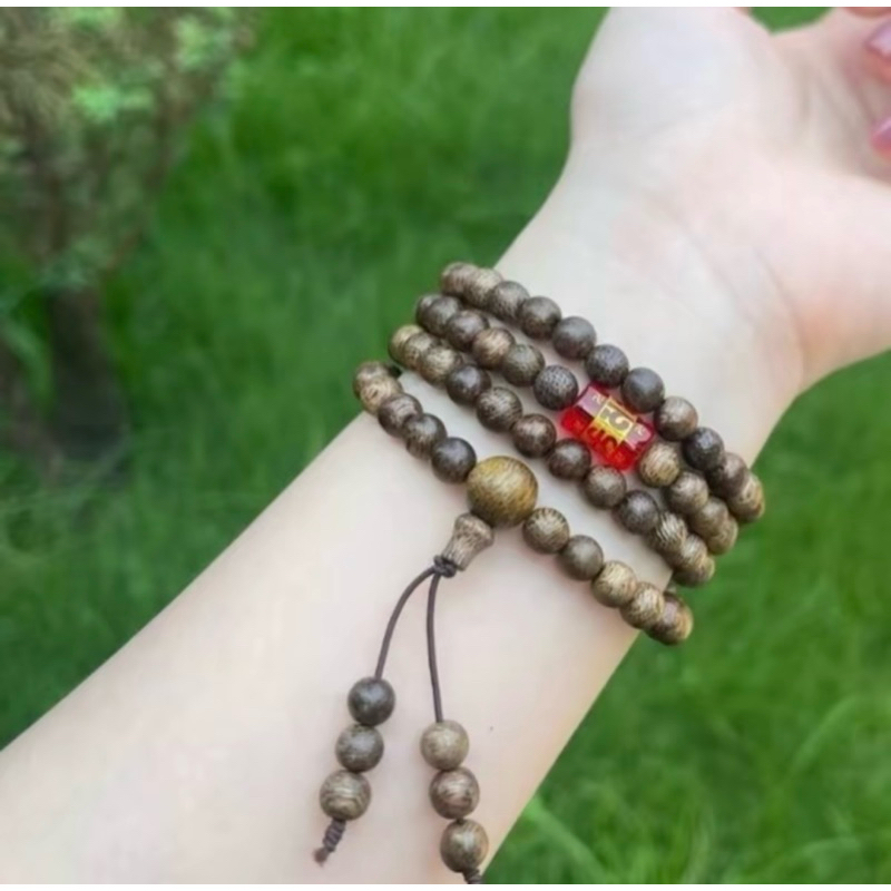 Kèm hộp gấm Vòng tay trầm 108 hạt mix lu thống Omani - trang sức phụ kiện