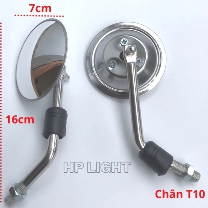 Gương xe máy thời trang mini tròn cầu lồi chân T10 lắp wave dream sh và các dòng xe khác