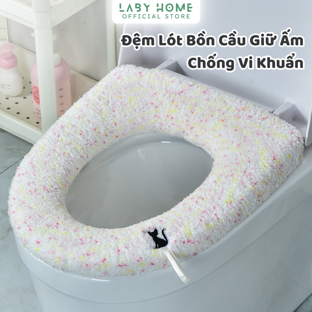 Miếng Lót Bồn Cầu Giữ Ấm Mùa Đông, Miếng Bọc Bệ Ngồi, Thảm Lót Bồn Cầu Dễ Thương Chất Liệu Len Mềm