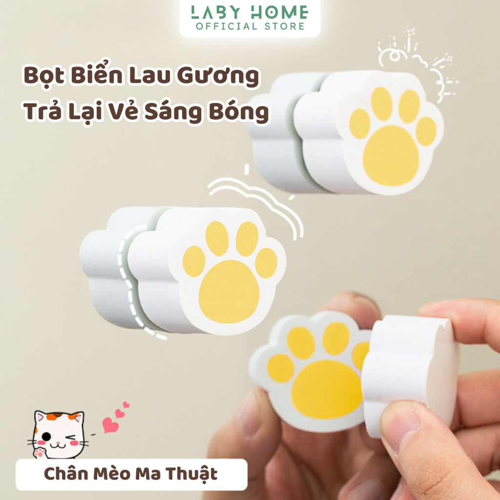 Miếng Bọt Biển Lau Gương Ma Thuật Loại Bỏ Cặn Canxi, Miếng Chà Vệ Sinh Vòi Sen Chậu Rửa Mặt Nhà Tắm