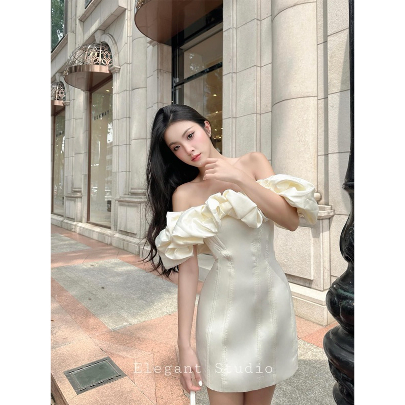 shopee white dress Zooey Summer Party Black / XL the waist band is stretchy as well French Court Style Dress Retro