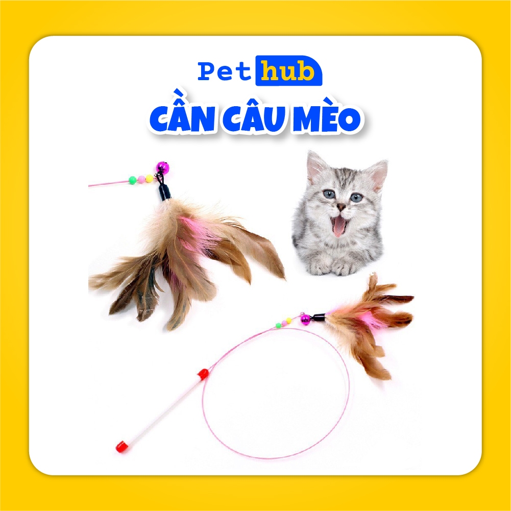 Đồ Chơi Cần Câu Mèo Gắn Lông Vũ, Đồ Chơi Que Ngộ Nghĩnh Cho Mèo, Gậy mèo - PET HUB