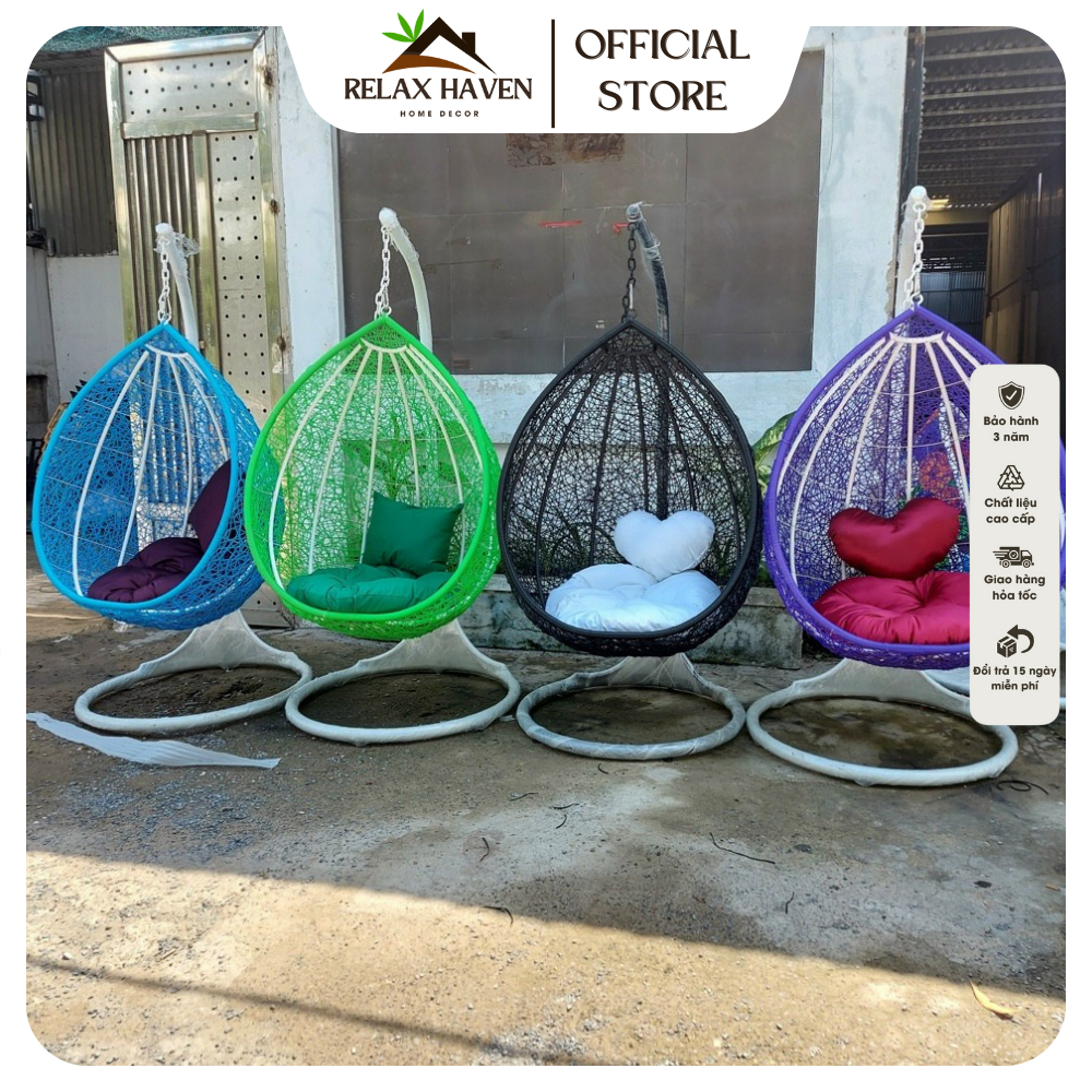 Xích đu giọt nước giả mây lõi thép cao cấp - Trang trí ban công sân vườn thư giãn đọc sách/Relax Haven HCM