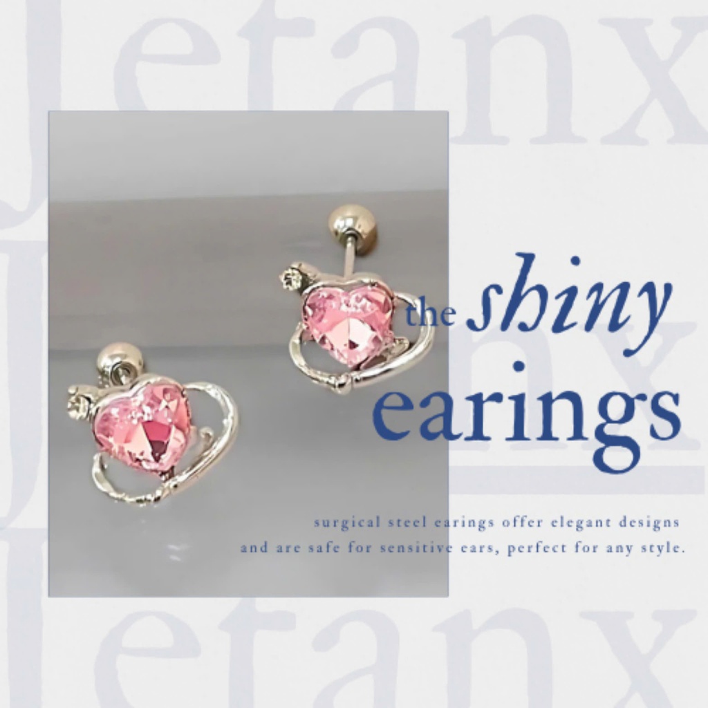 Khuyên tai Tim Đá Hồng PLANET JetanX (1 chiếc)