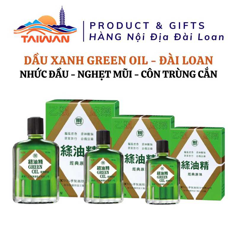 Dầu gió xanh chính hiệu nội địa Đài Loan Green Oil hỗ trợ giảm nhức đầu, đau bụng, côn trùng chích