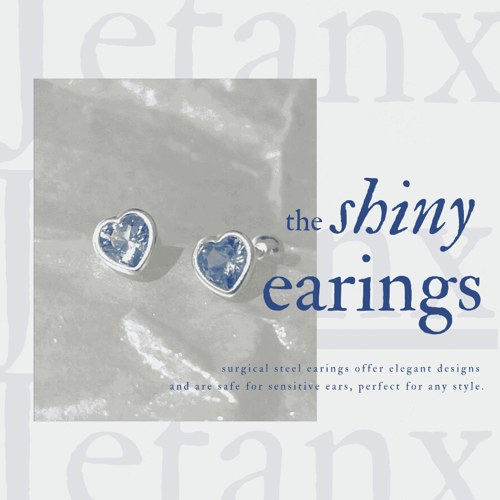 Khuyên Tai Tim Đá Blue Viền Bạc JetanX (1 chiếc)