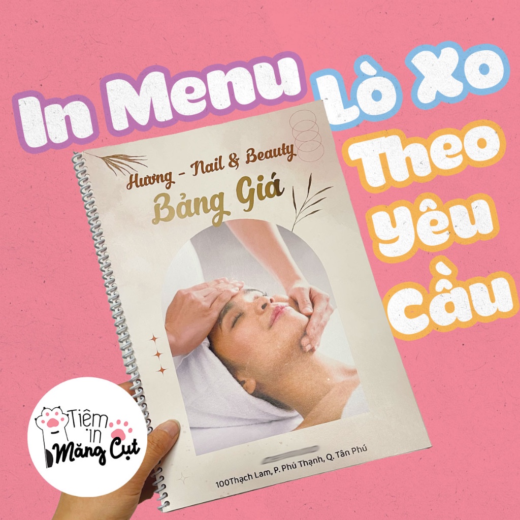 [CHAT TRƯỚC KHI ĐẶT] In Menu Lò Xo A4 Giấy C300 In Theo Yêu Cầu