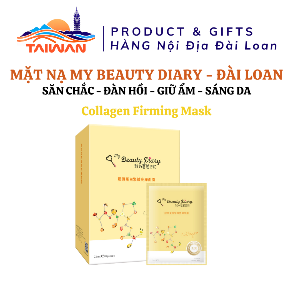 [Bản Đài] Hộp 8 miếng mặt nạ My beauty diary cấp ẩm, mềm mịn, sáng da, săn chắc 23ml/miếng