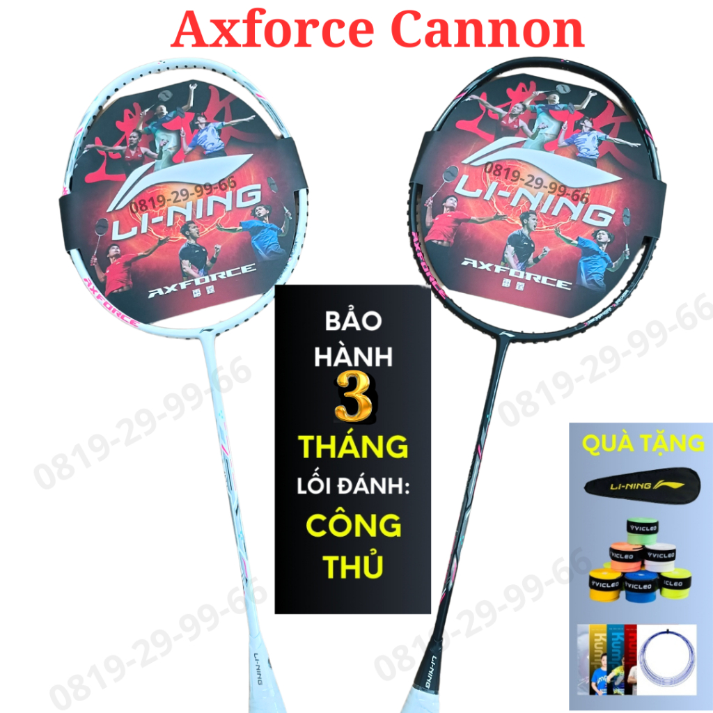 Vợt Lining chính hãng Axforce cannon 4u khung carbon căng sẵn 10kg 11kg 12kg - JIEHU SHOP