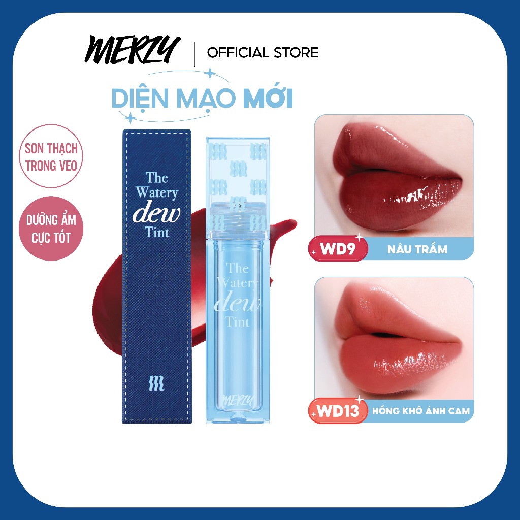 [NEW][Ver 4] Son Tint Bóng Hàn Quốc Bền Màu, Lâu Trôi Cho Đôi Môi Căng Mọng, Ẩm Mịn Merzy The Watery