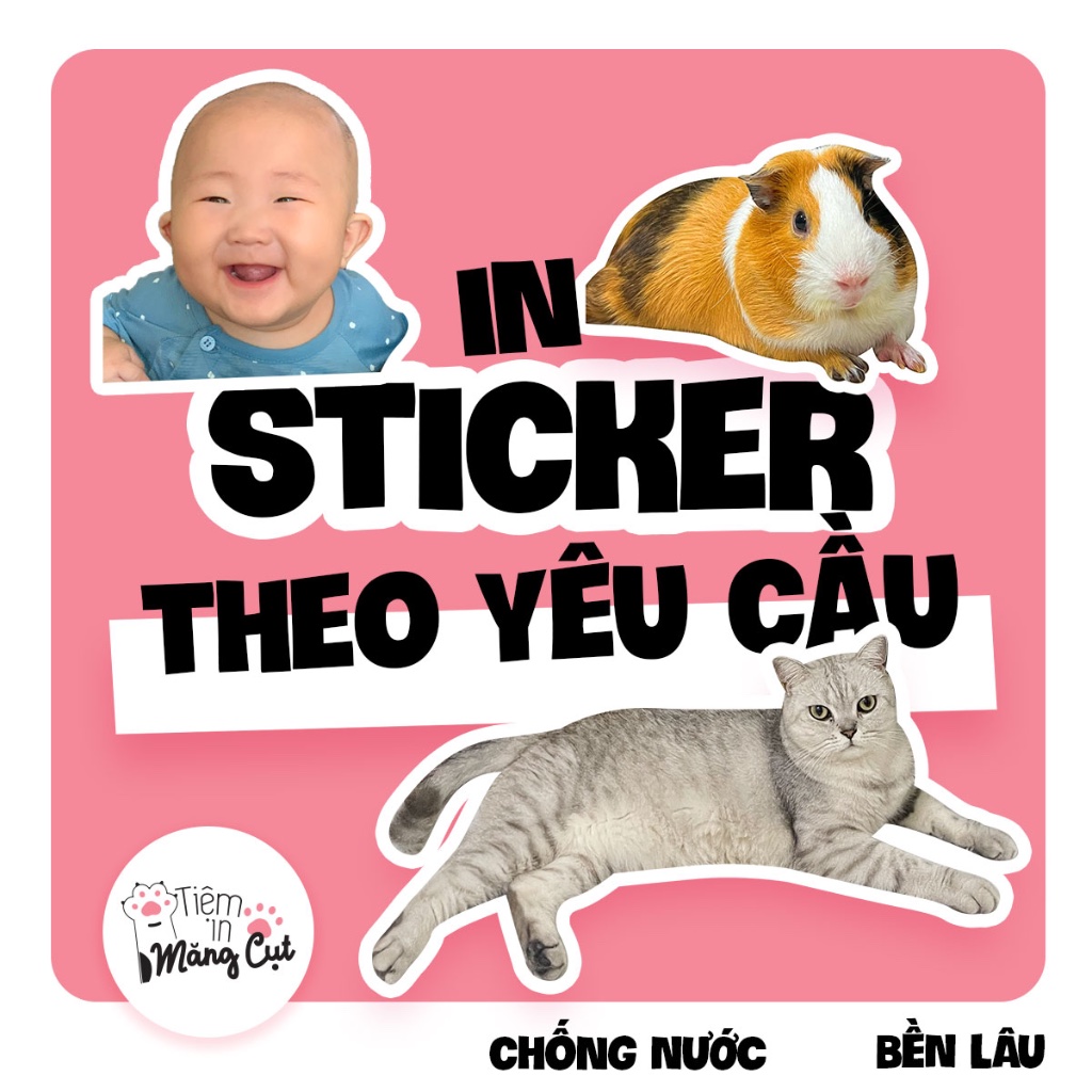 [Gói 25 stickers] In Sticker Tem Dán Theo Yêu Cầu Decal Chống Nước 100%