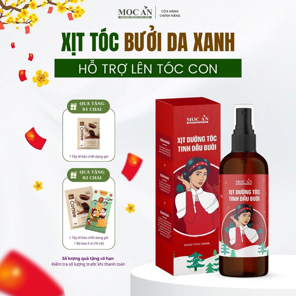 Xịt Dưỡng Tóc Tinh Dầu Bưởi Da Xanh Mộc Ân Haircare 120ml Hỗ Trợ Giảm Rụng, Chăm Sóc Tóc Nam & Nữ