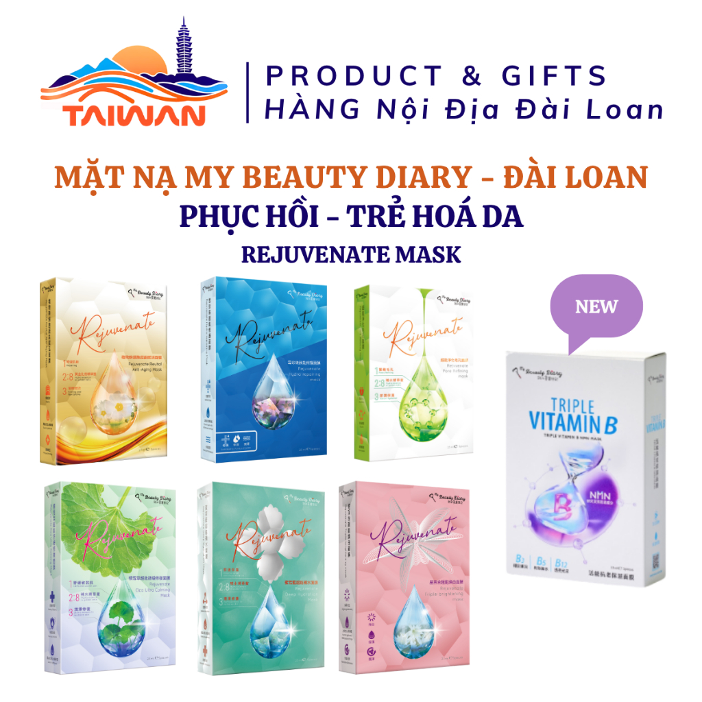 Hộp 5 miếng My Beauty Diary Mask - Đài Loan phiên bản cao cấp trẻ hoá da với chiết xuất thực vật quý hiếm
