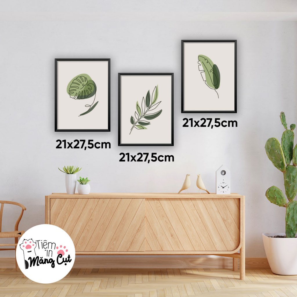 Bộ 3 tranh dán tường đa dạng mẫu mã 21x30cm