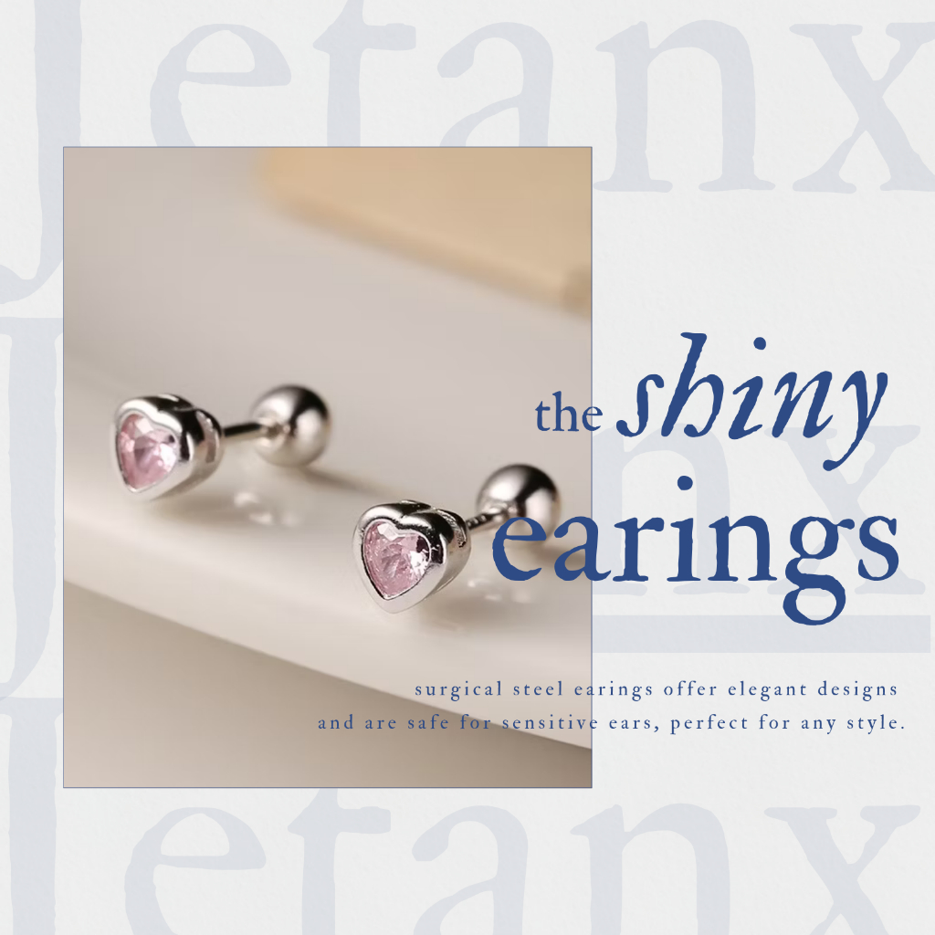 Khuyên Tai Tim Đá Pink Viền Bạc JetanX (1 chiếc)