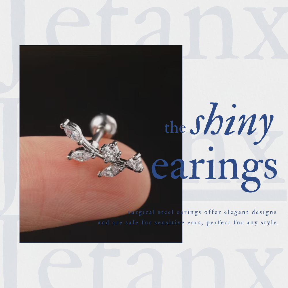 Khuyên Tai Lá Đá CRYSTAL LONG LEAF JetanX (1 chiếc)