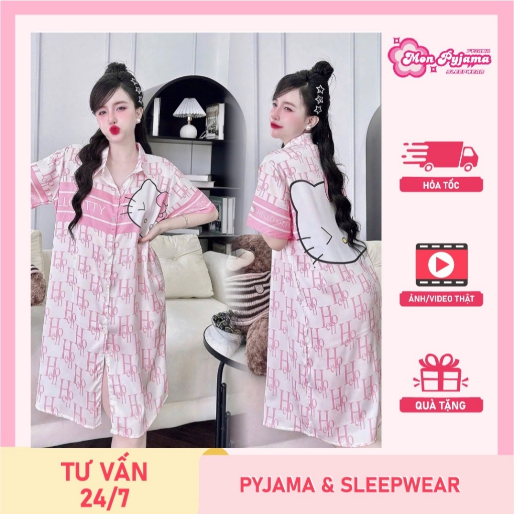 Đầm suông ngủ, đầm ngủ lụa lạnh,váy ngủ lụa dài đáng yêu freesize<75kg,đồ ngủ đẹp cho nữ cute[83]