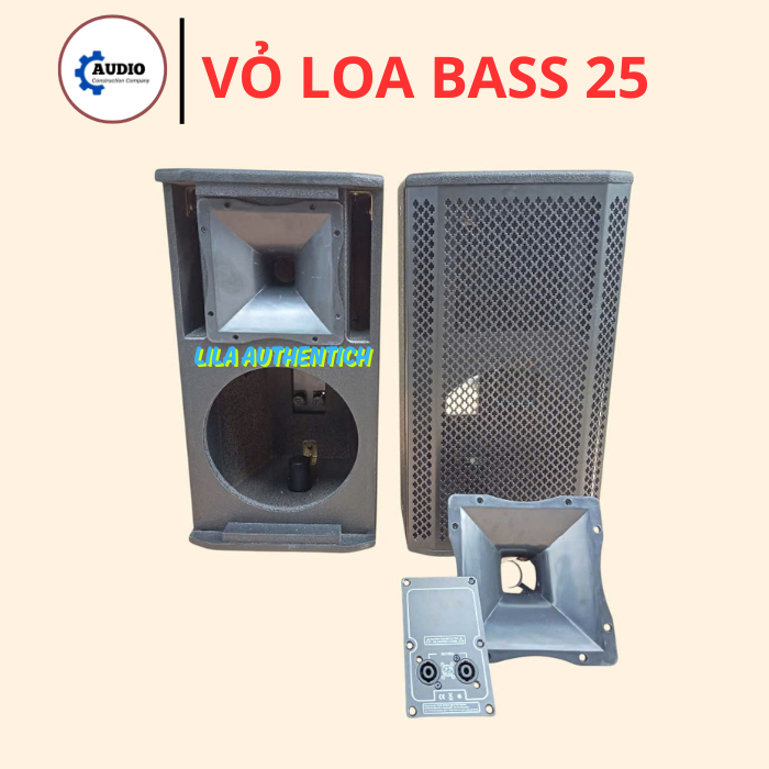 Vỏ thùng loa full 25, ván MDF, dầy 1,5cm, sơn đen sần, đầy đủ phụ kiên