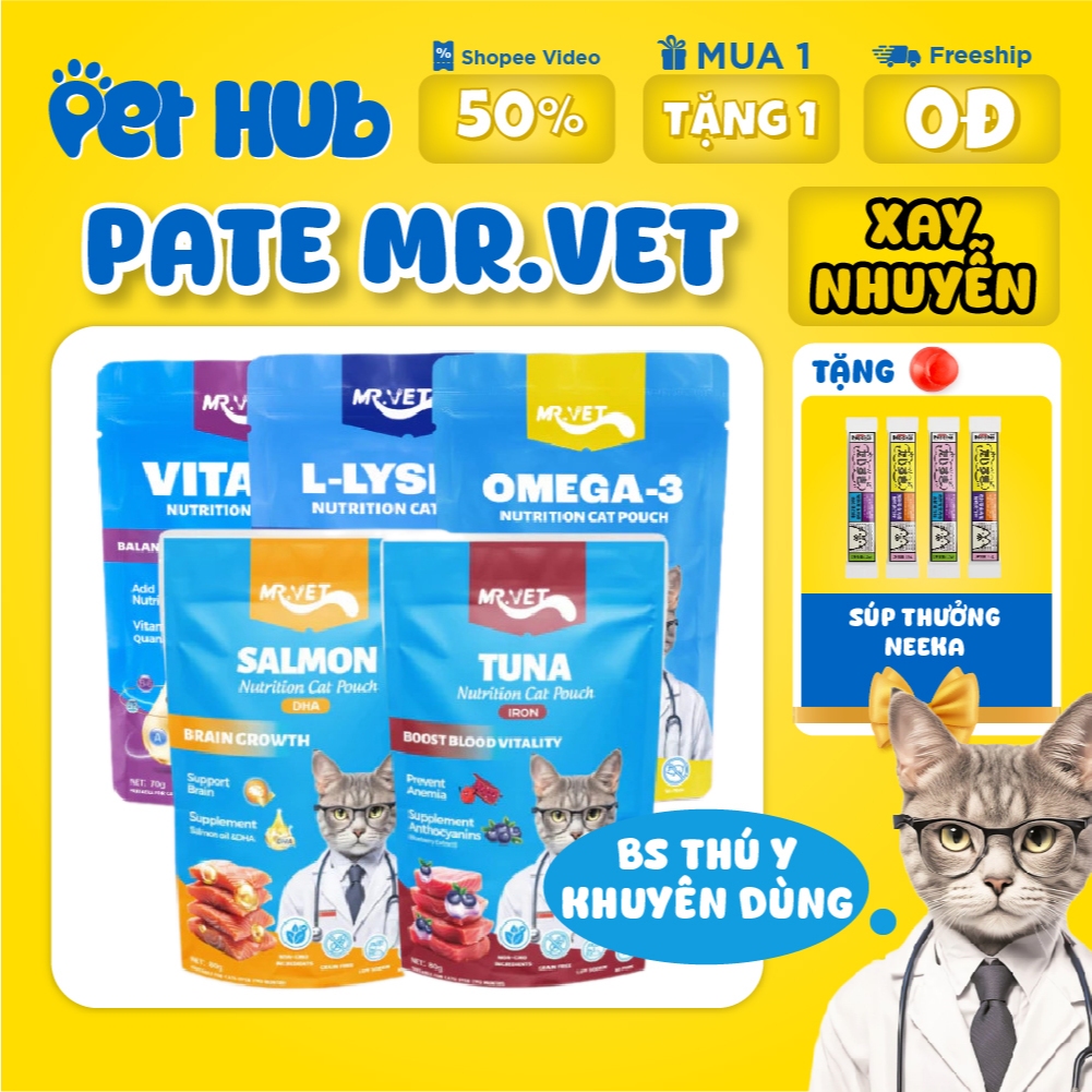 [70g] Pate MR VET Gói 70g Thức Ăn Ướt Cho Mèo Bổ Sung Dinh Dưỡng Toàn Diện