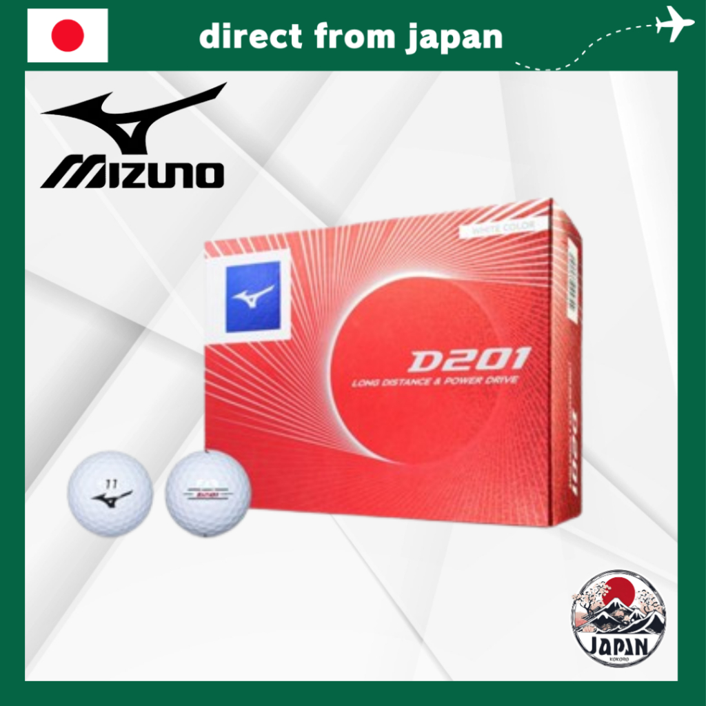 Bóng Golf MIZUNO D201 – 2 Lớp, Cảm Giác Mềm, Đánh Xa – 1 Hộp (12 Quả) – Trắng