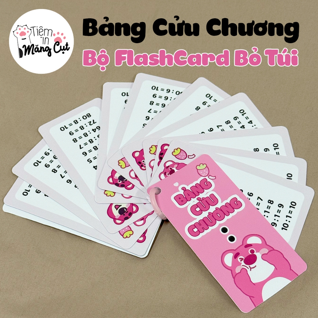 Bảng Cửu Chương Bộ Flashcard Bỏ Túi 5x10cm Cho Bé Học Thuộc Lòng