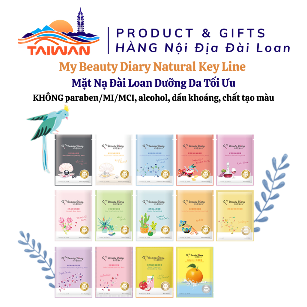 [Bản Đài] Mặt nạ My Beauty Diary Chính hãng Đài Loan các loại miếng lẻ