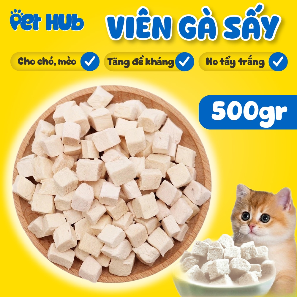 [500g] Viên Gà Sấy Khô Thơm Ngon Bổ Dưỡng Cho Mèo & Chó, Tăng Miễn Dịch Và Sức Đề Kháng
