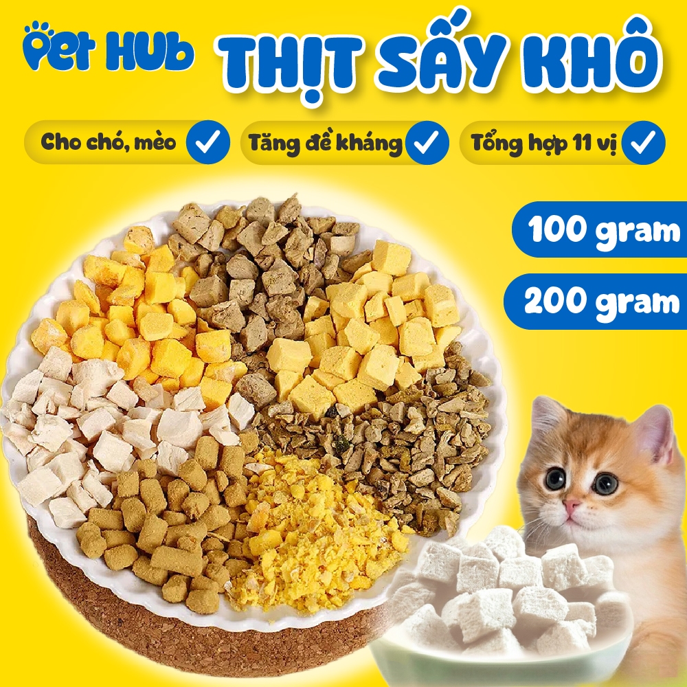 Thịt Sấy Lạnh Khô Cho Thú Cưng (Gà Viên, Cỏ Mèo Viên, Gan Gà Viên, Trứng Viên, Cá Trứng), Sấy Tổng Hợp Cho Mèo & Chó
