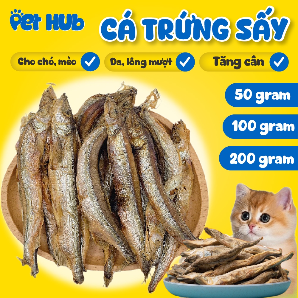 Cá Trứng Sấy Cho Chó Mèo, Giảm Rụng Lông, Thức Ăn Cá trứng sấy Đông Khô Bổ Sung Canxi Thú Cưng