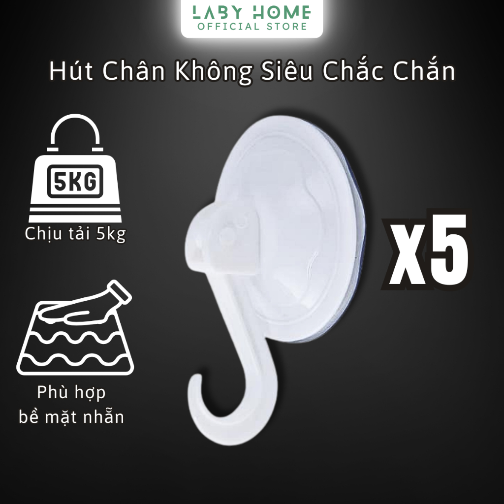 Combo 5 Móc Treo Đa Năng Dính Tường Hút Chân Không, Móc Dán Tường Treo Đồ Tiện Lợi Không Cần Khoan