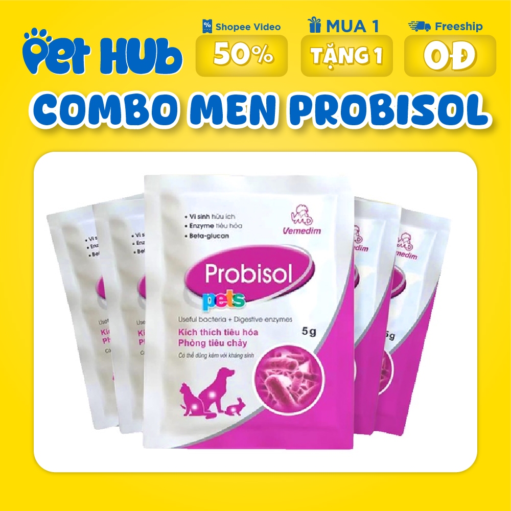 Combo 10 gói Men tiêu hoá cho chó mèo Probisol - Hỗ trợ tiêu hoá, bổ sung Vitamin cho chó mèo